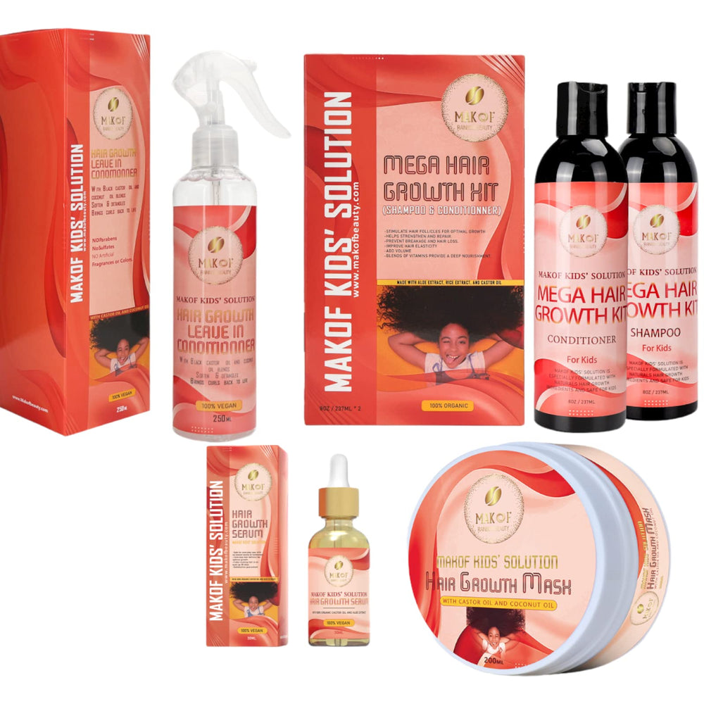 Makof Ingrédients Aloe-Riz-Castor – composition naturelle pour cheveux en bonne forme.
