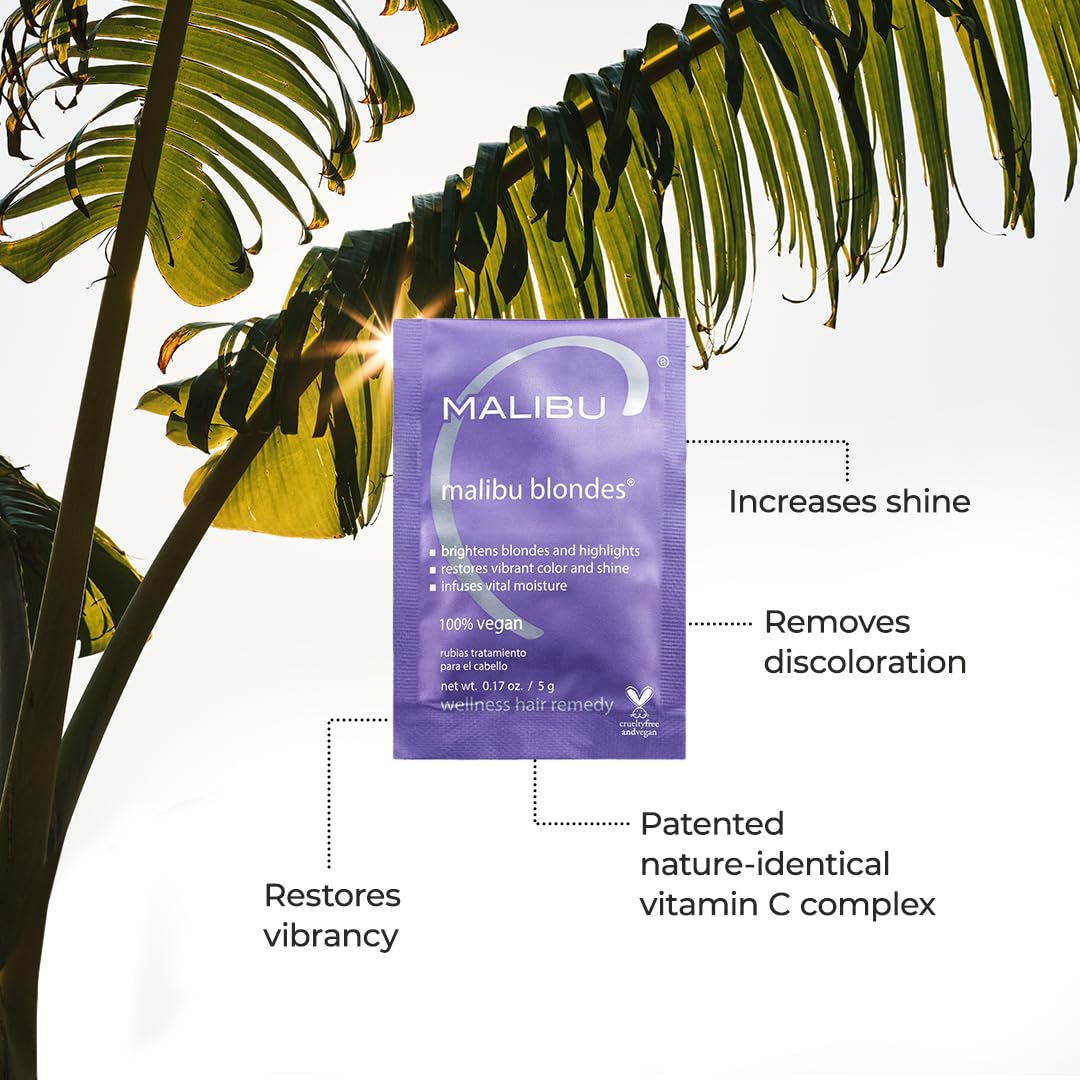 Cristaux à dissoudre dans l'eau pour application facile du Malibu C Blondes Wellness Remedy.