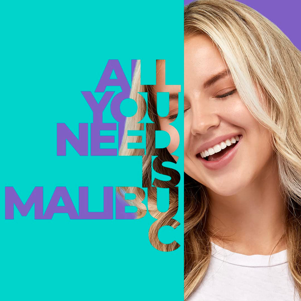 Routine voyage pratique avec Malibu C Blondes Wellness Remedy pour blondes soignées.