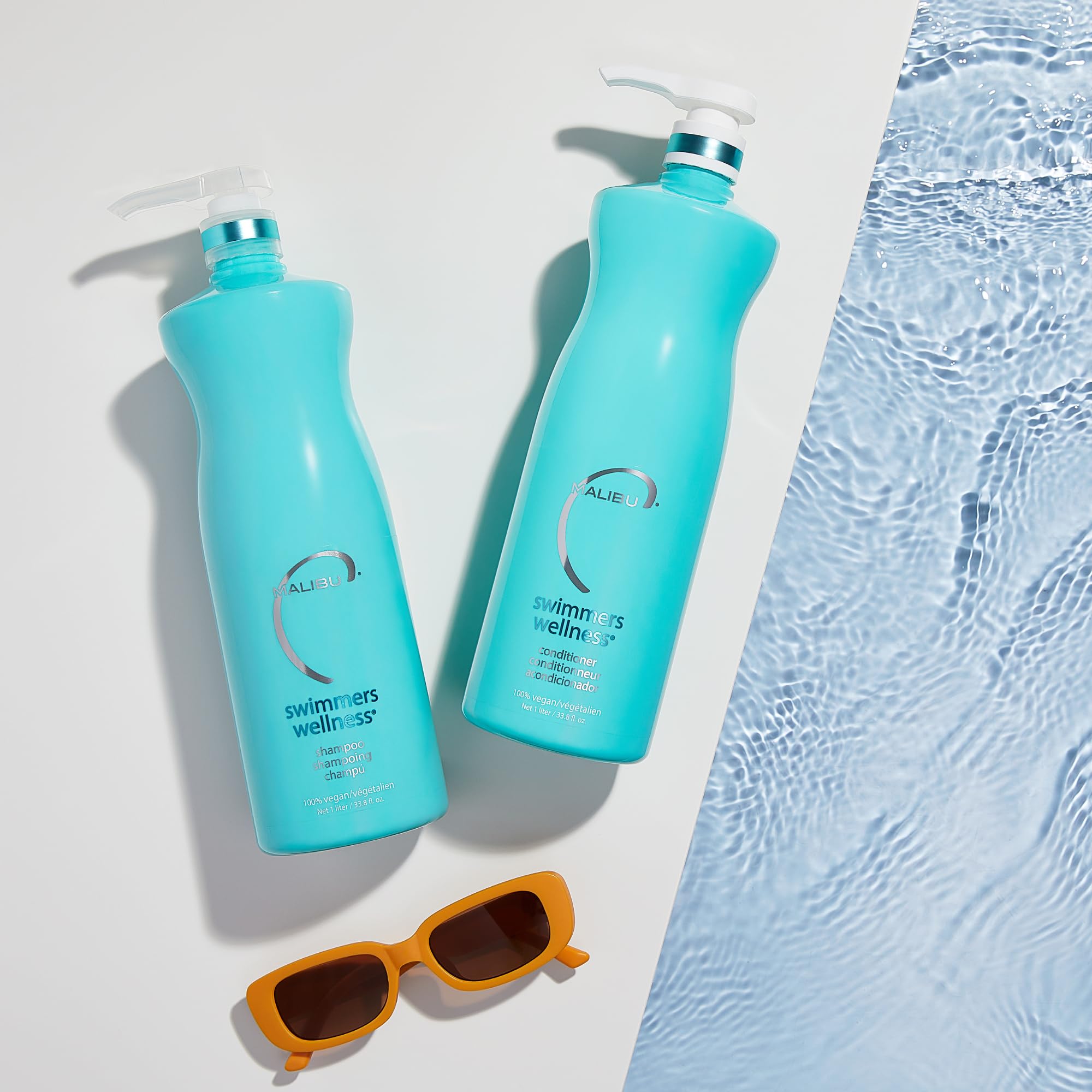 Malibu C Conditionneur Nageurs – gros plan sur protéines naturelles et antioxydants.