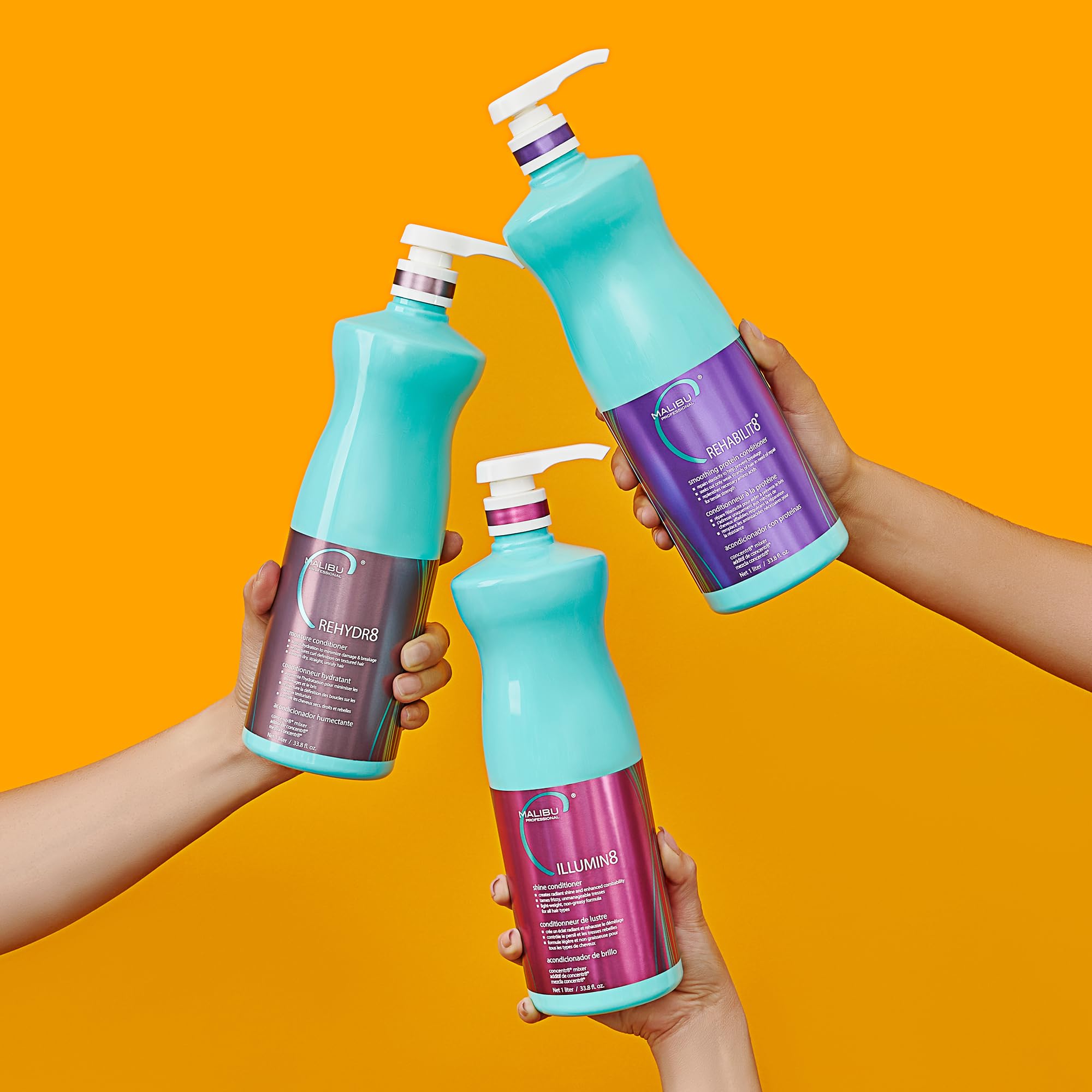 Après-shampooing Malibu C Rehabilit8 pour une routine soin maison efficace.