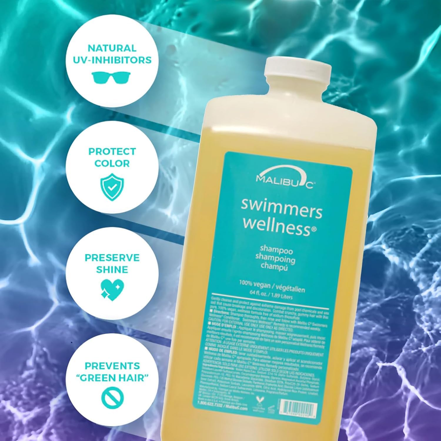 Ingrédients végétaux Malibu C Swimmers Wellness pour une hydratation renforcée