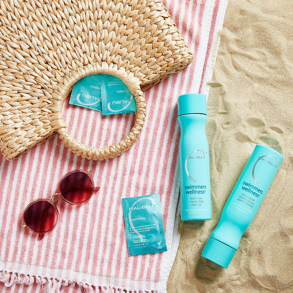 Protection contre le chlore et les minéraux piscine avec Malibu C Swimmers Wellness
