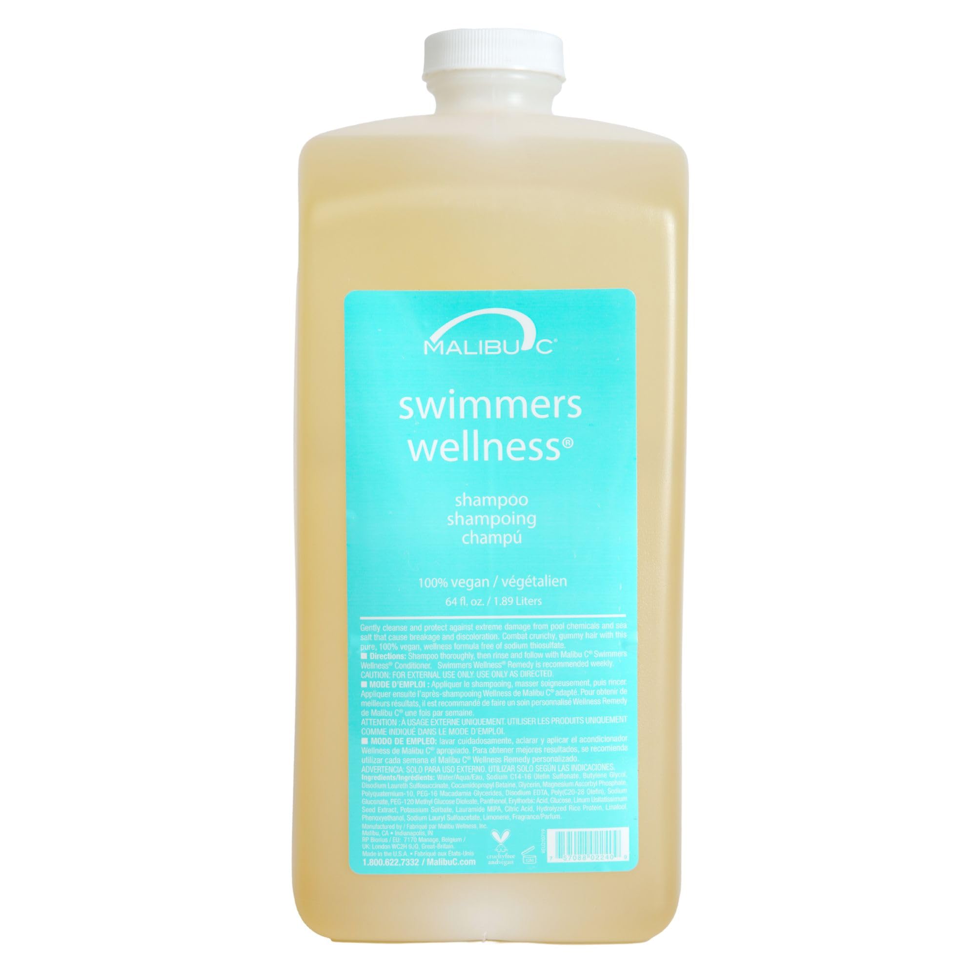 Malibu C Swimmers Wellness Shampoing anti-chlore bouteille 64oz, protège les cheveux du chlore