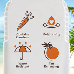 Malibu huile bronzante — extrait carotène carotte pour une couleur naturelle.