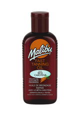 Malibu huile bronzante — bouteille facile à utiliser pour un bronzage homogène.