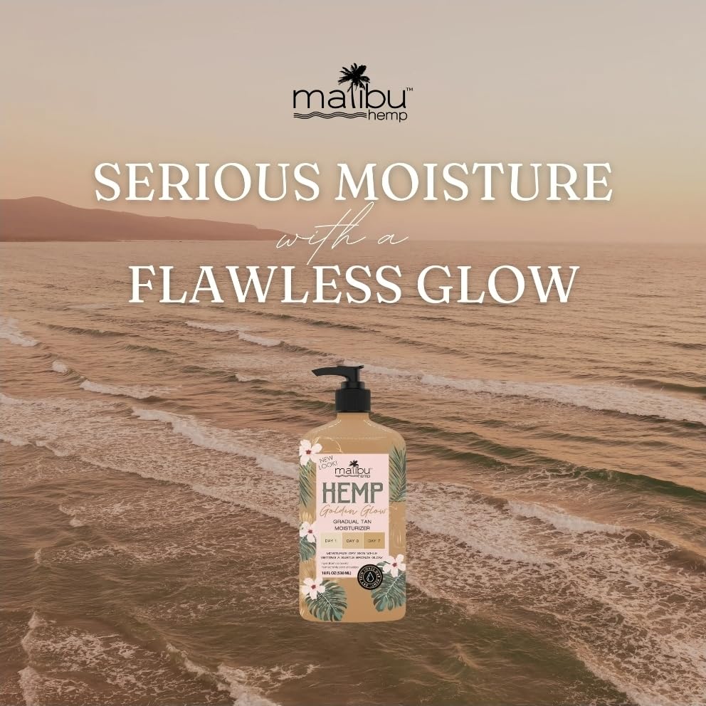 Bouteille 1-pack Malibu Tan Hemp Golden Glow prête  l'emploi.