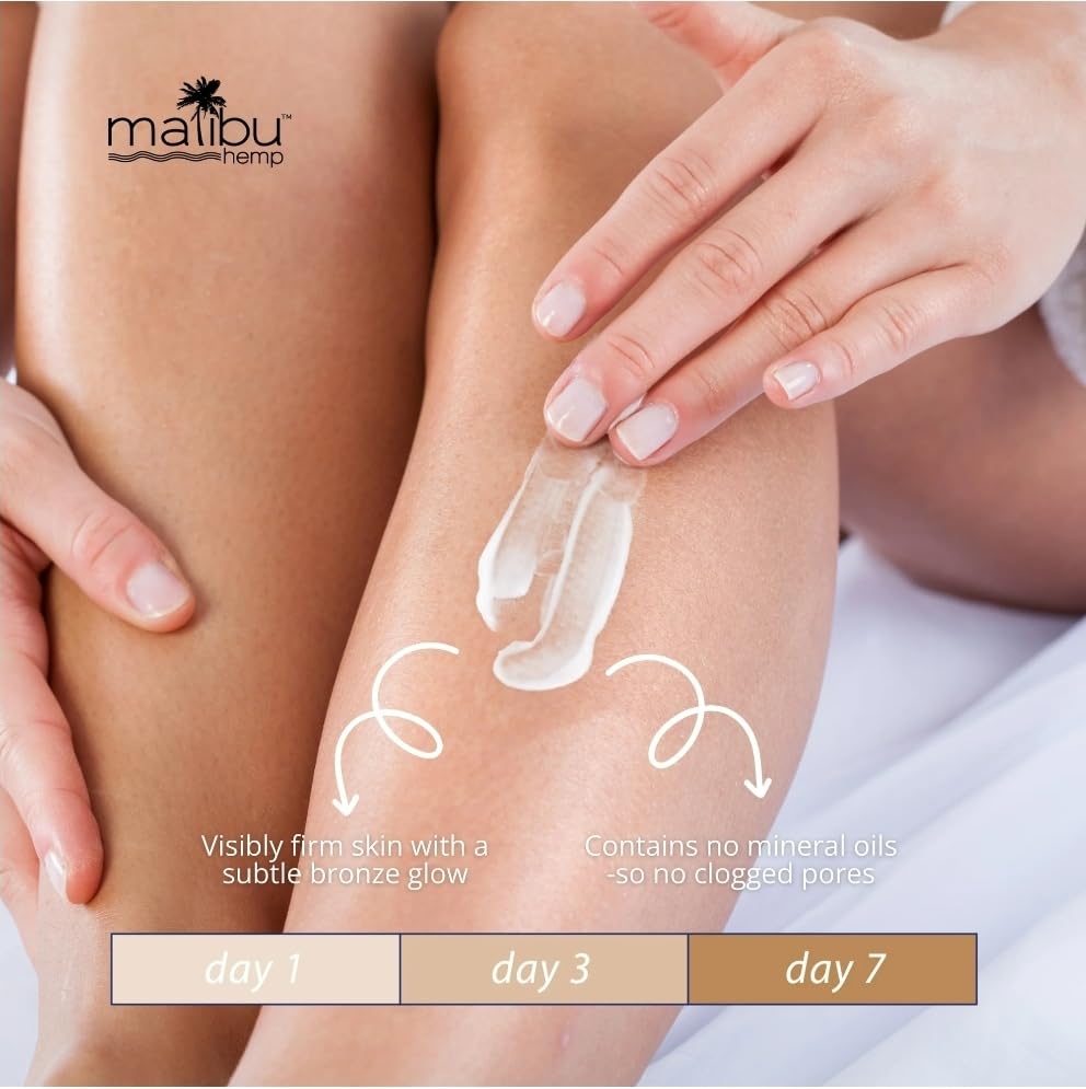 Distributeur pompe Malibu Tan Hemp Golden Glow pour une application homoge8ne.