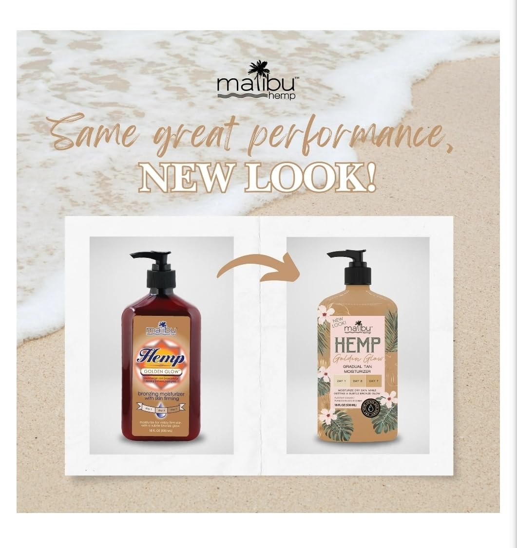 Texture crème Malibu Tan Hemp Golden Glow prête e0 s0etaler en douceur.