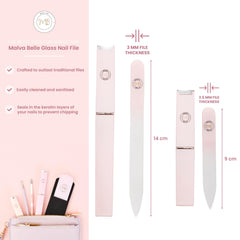 Surface double-face en verre cristal Malva Belle pour des ongles lisses.