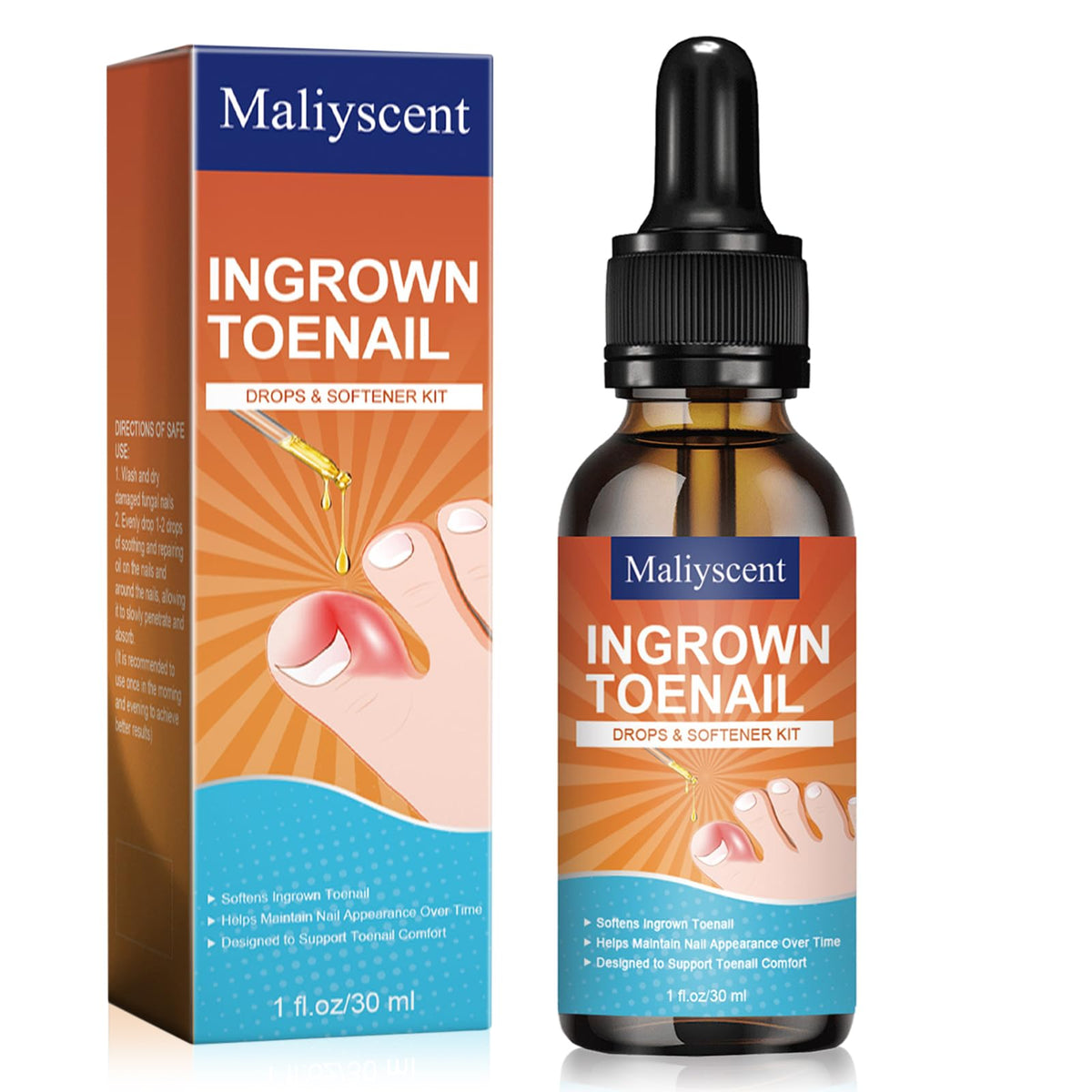 Maliyscent goutte ongle incarné flacon et applicateur pour application précise