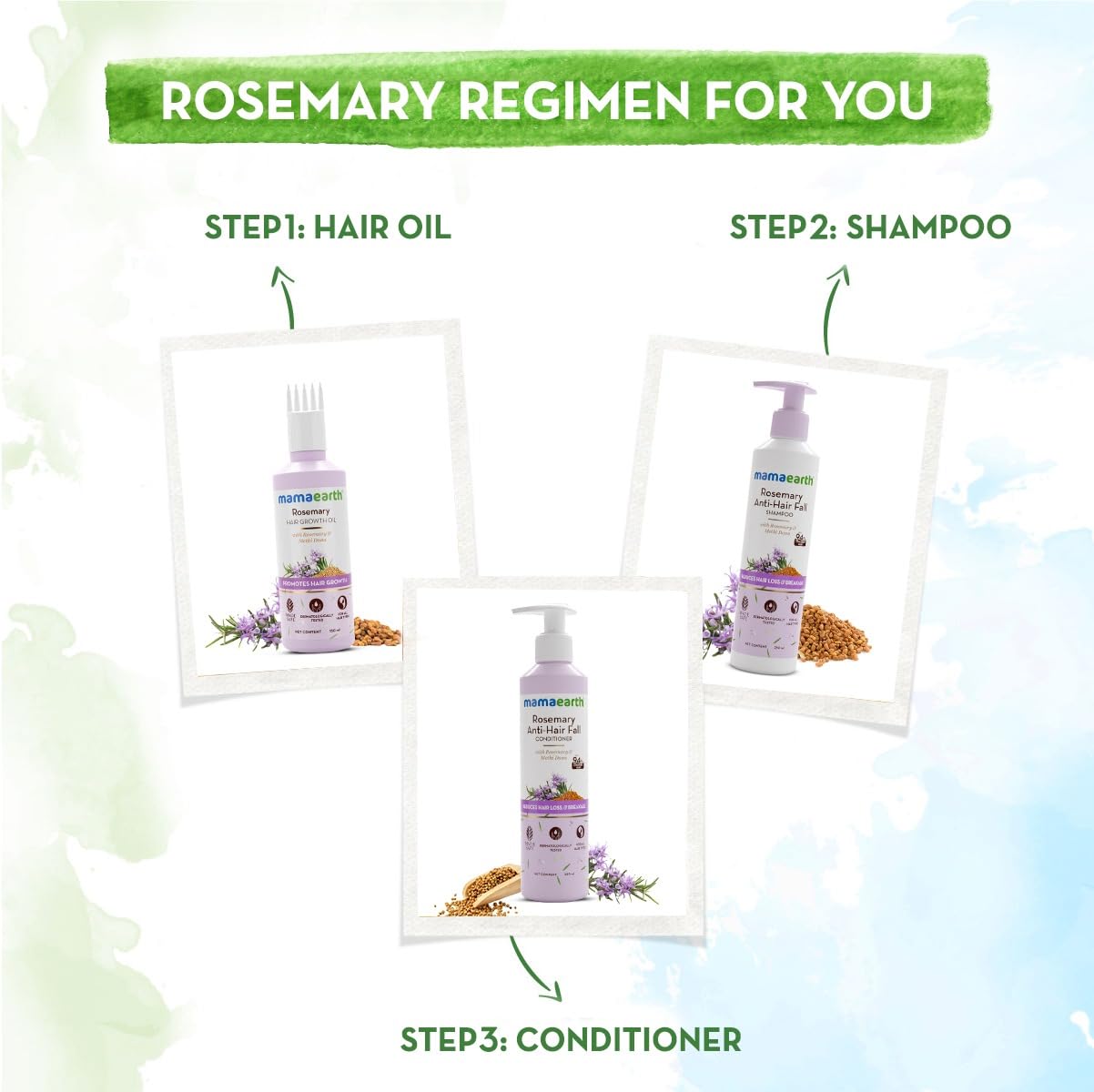 Mamaearth aromathérapie capillaire, parfum romarin apaisant.
