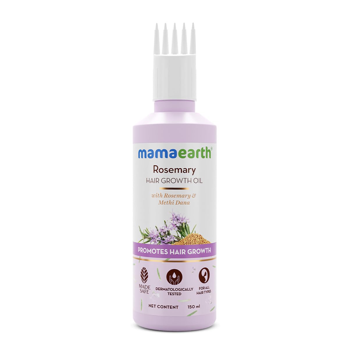 Mamaearth huile-cheveux romarin dans une bouteille de 150 ml prête à l'emploi.