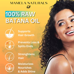 Mamela Naturals Batana, goutte sur les longueurs pour hydratation durable.