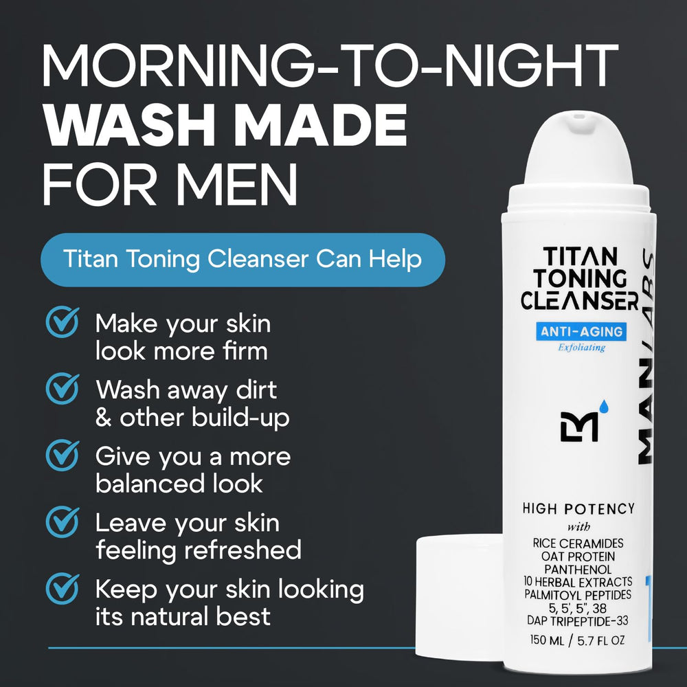 Man Labs Titan application visage nettoie et hydrate sans agressivité.