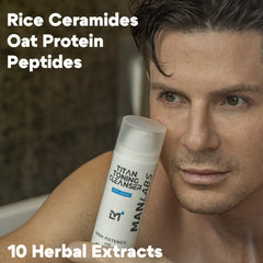 Man Labs Titan céramides de riz et protéines d’avoine apportent hydratation.