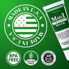 Man1 Man Oil Crème – flacon de 4 oz (113 ml) facile à dispenser et pratique.