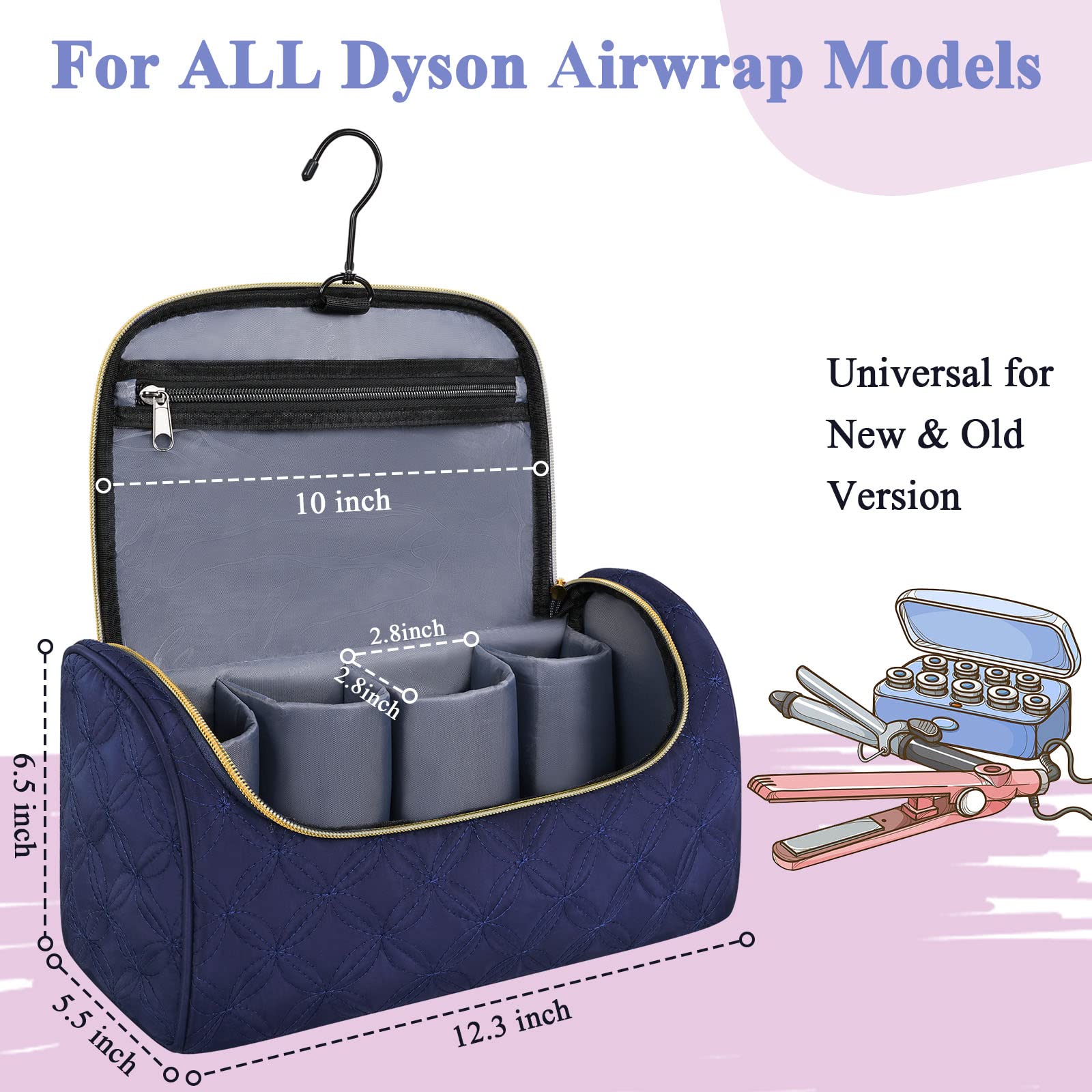 Mancro étui Airwrap avec poches de rangement pour accessoires, accès rapide.