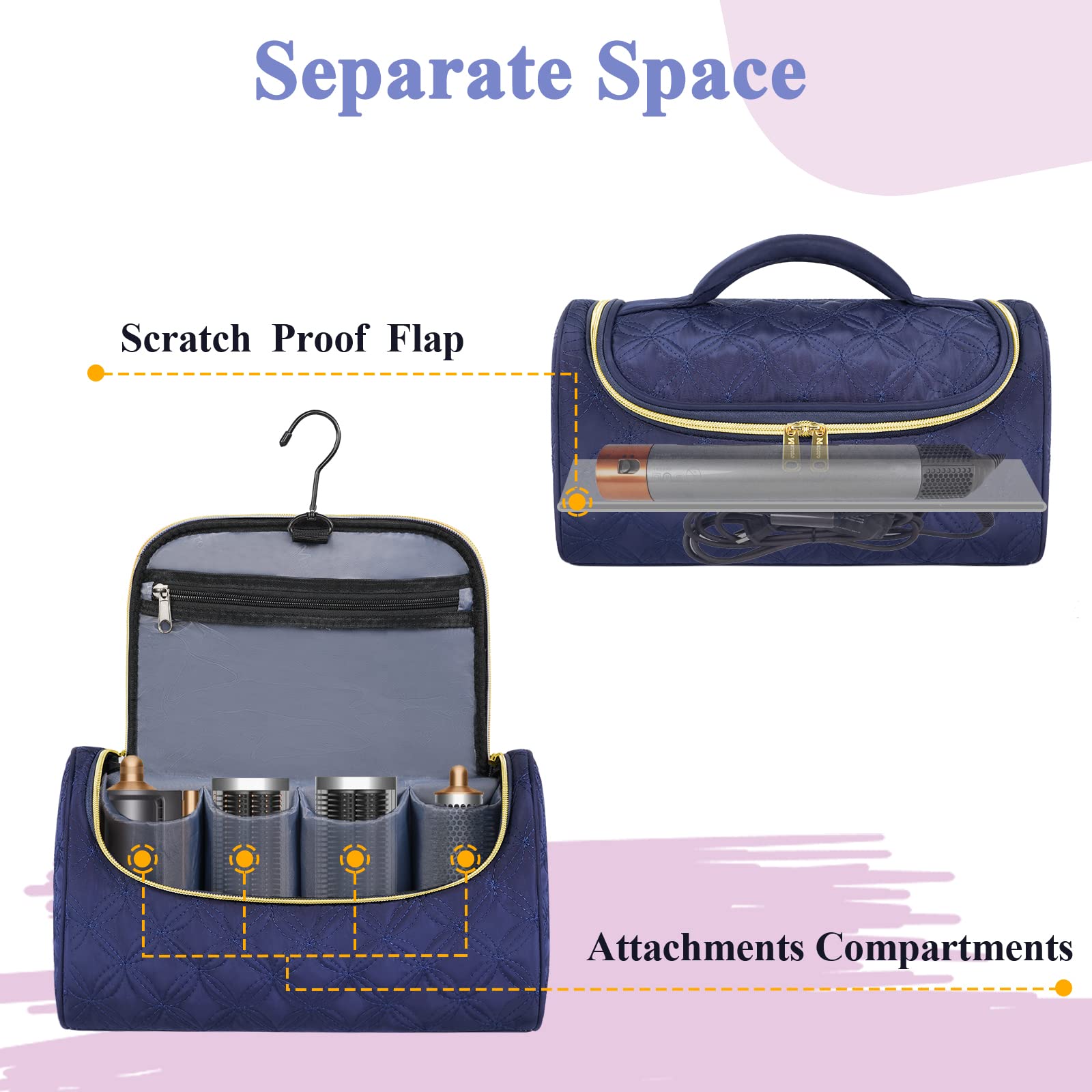 Mancro étui Airwrap fermeture métallique durable, transport fiable.