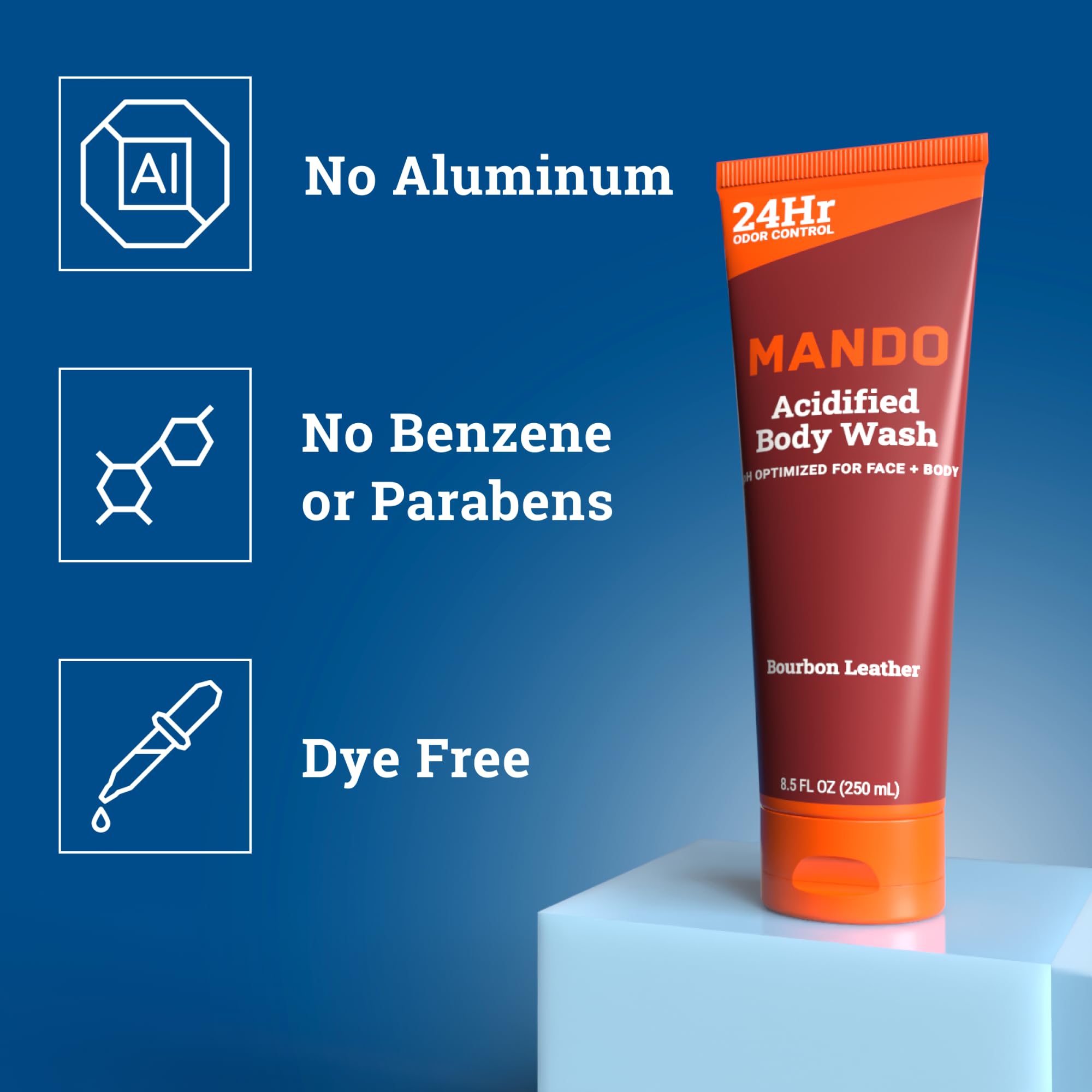 Formule acide mandélique dans le gel douche Mando pour une peau nettoyée en douceur.