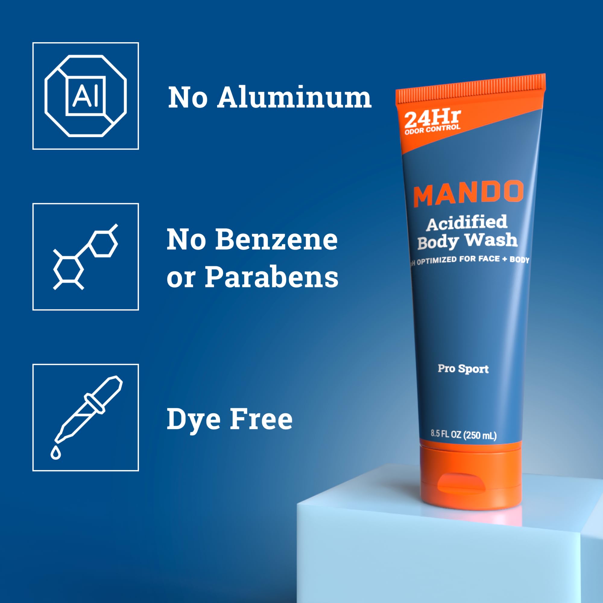 Mando Acidified Body Wash Pack 2 – emballage double, pratique pour la routine
