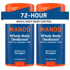Mando Pro Sport, bâton solide lisse pour une application douce et efficace.