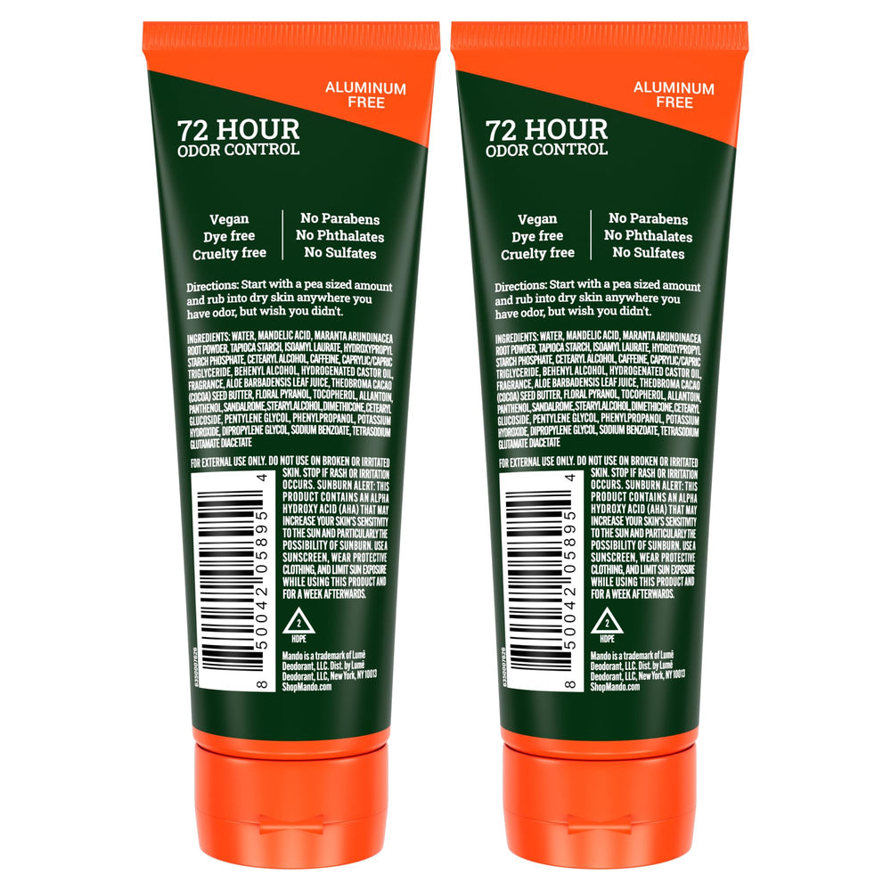 Mando crème invisible application homme, tube 3oz, pratique et discret.