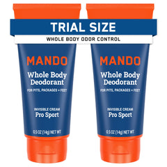 Mando déodorant corps emballage pratique pour voyage et usage quotidien.