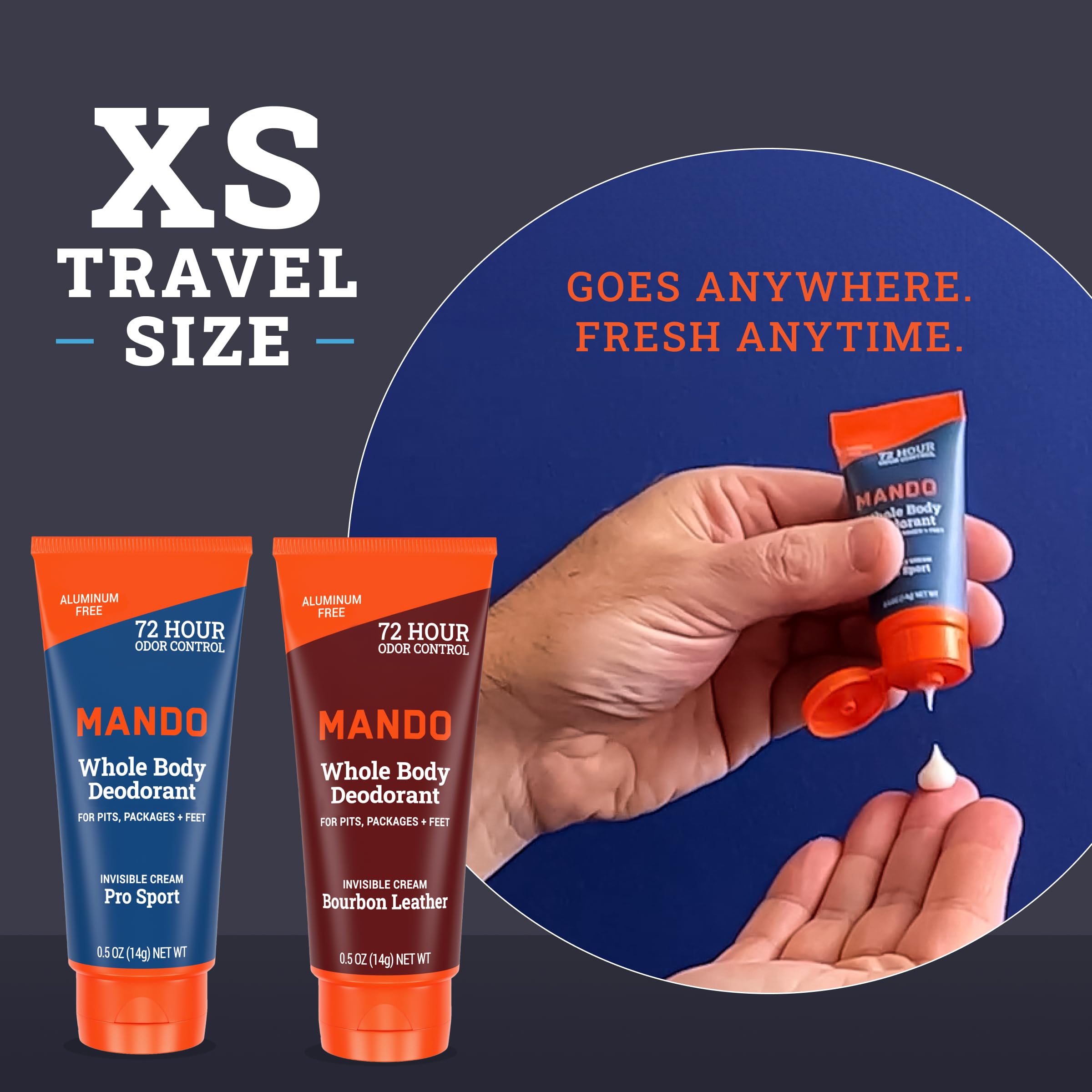 Mando déodorant homme, tube XS invisible, parfum Bourbon Leather pour une touche masculine.