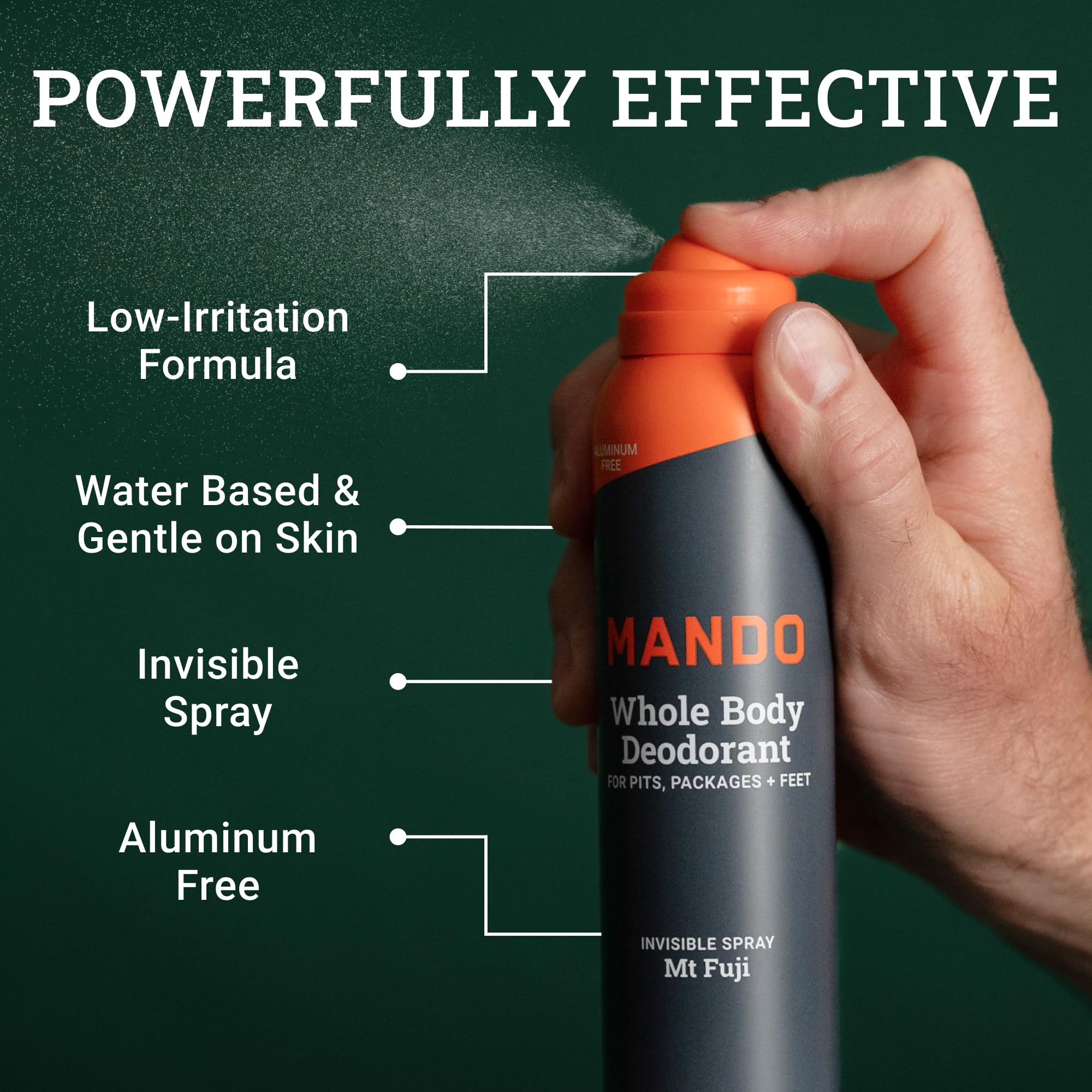 Mando déodorant invisible, application facile sur le corps tout au long de la journée.