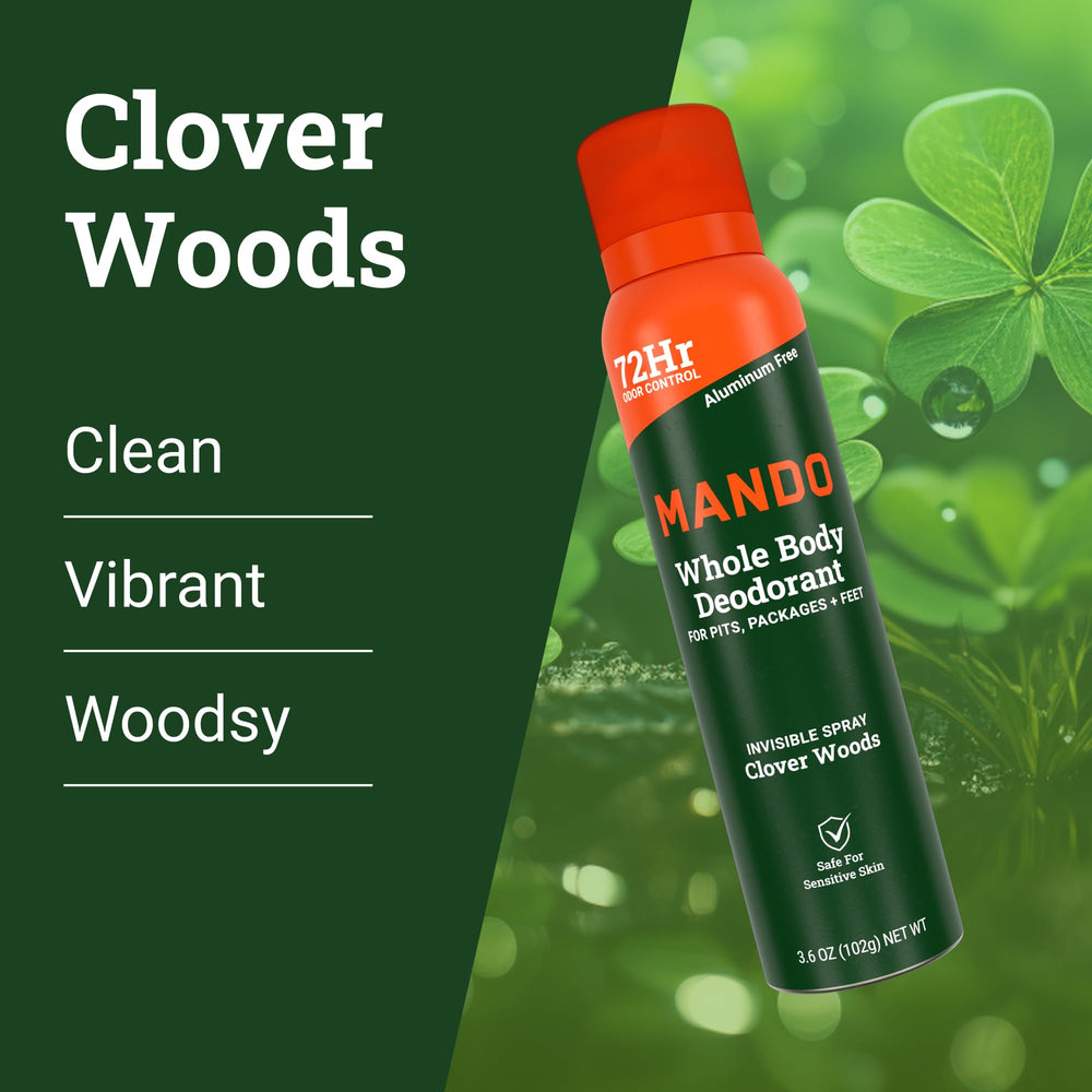 Mando Desodorisant Clover Woods offre une fragrance boisée rafraichissante