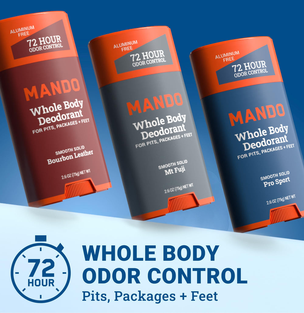 Boîte de 3 déodorants Mando pour homme, pratique pour usage quotidien et voyage