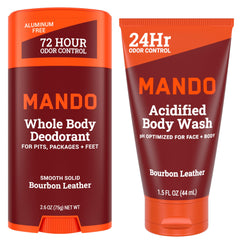 Mando Smooth Solid Stick 2.6 oz shows smooth glide and odor control.