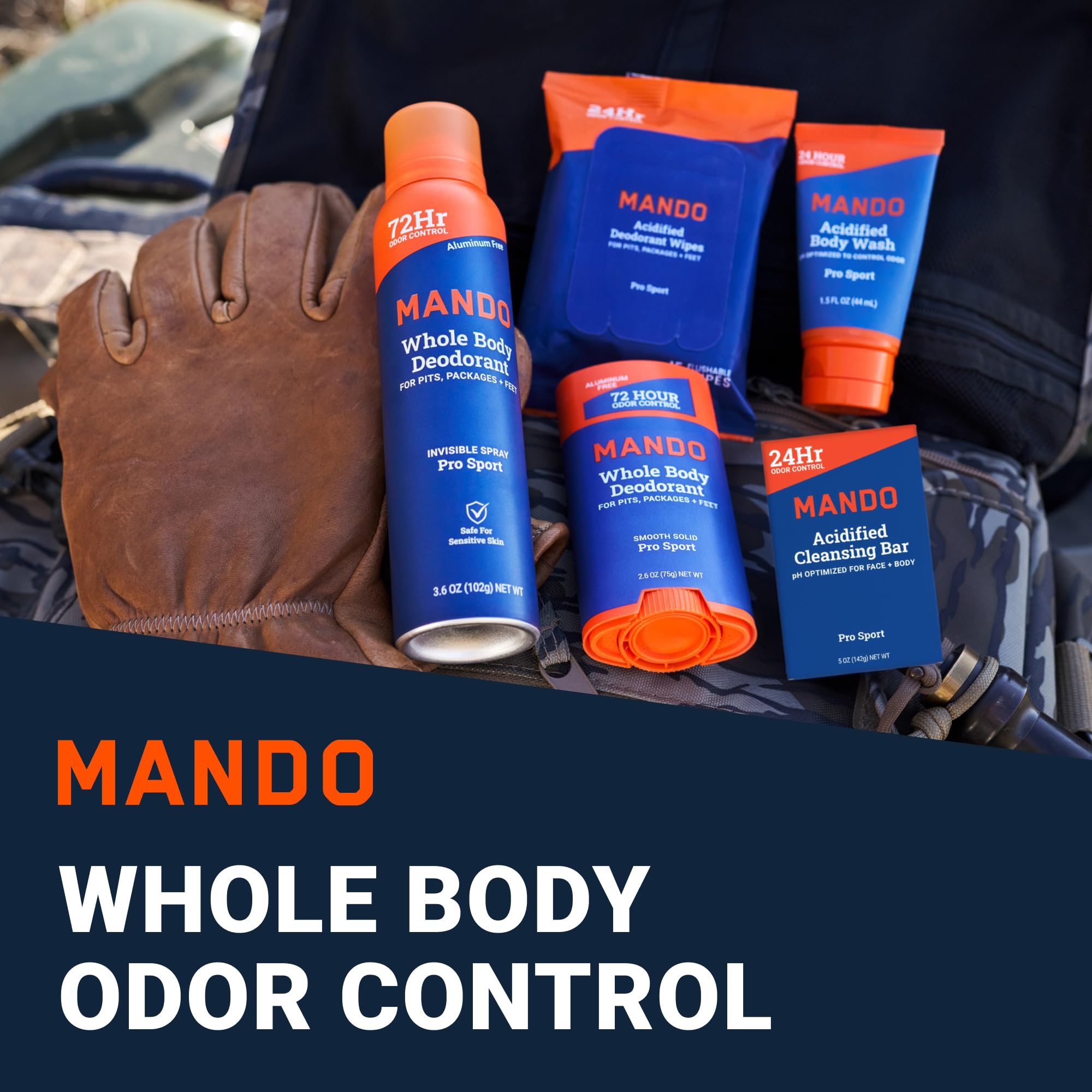 Spray déodorant Mando, format pratique à emporter et sans aluminium.