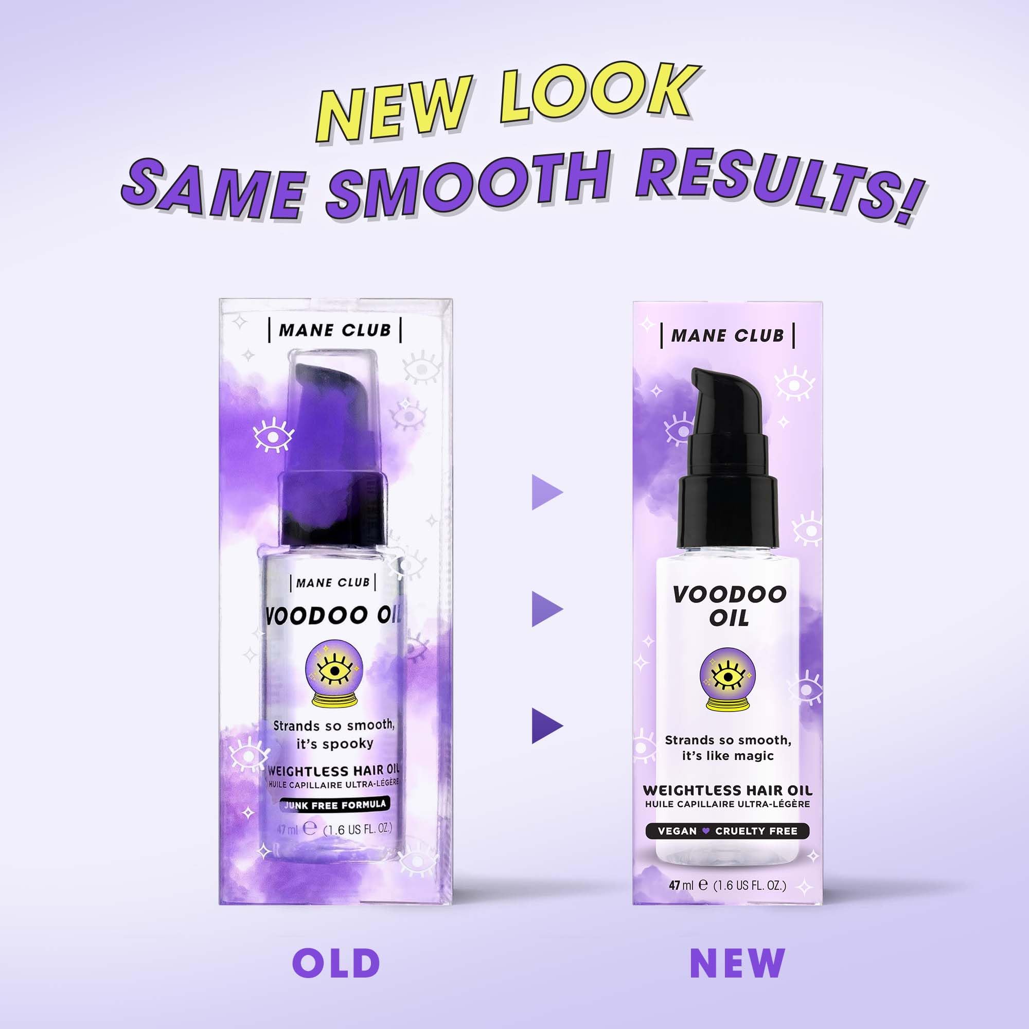 MANE CLUB Huile Voodoo — cheveux brillants et nourris après utilisation.