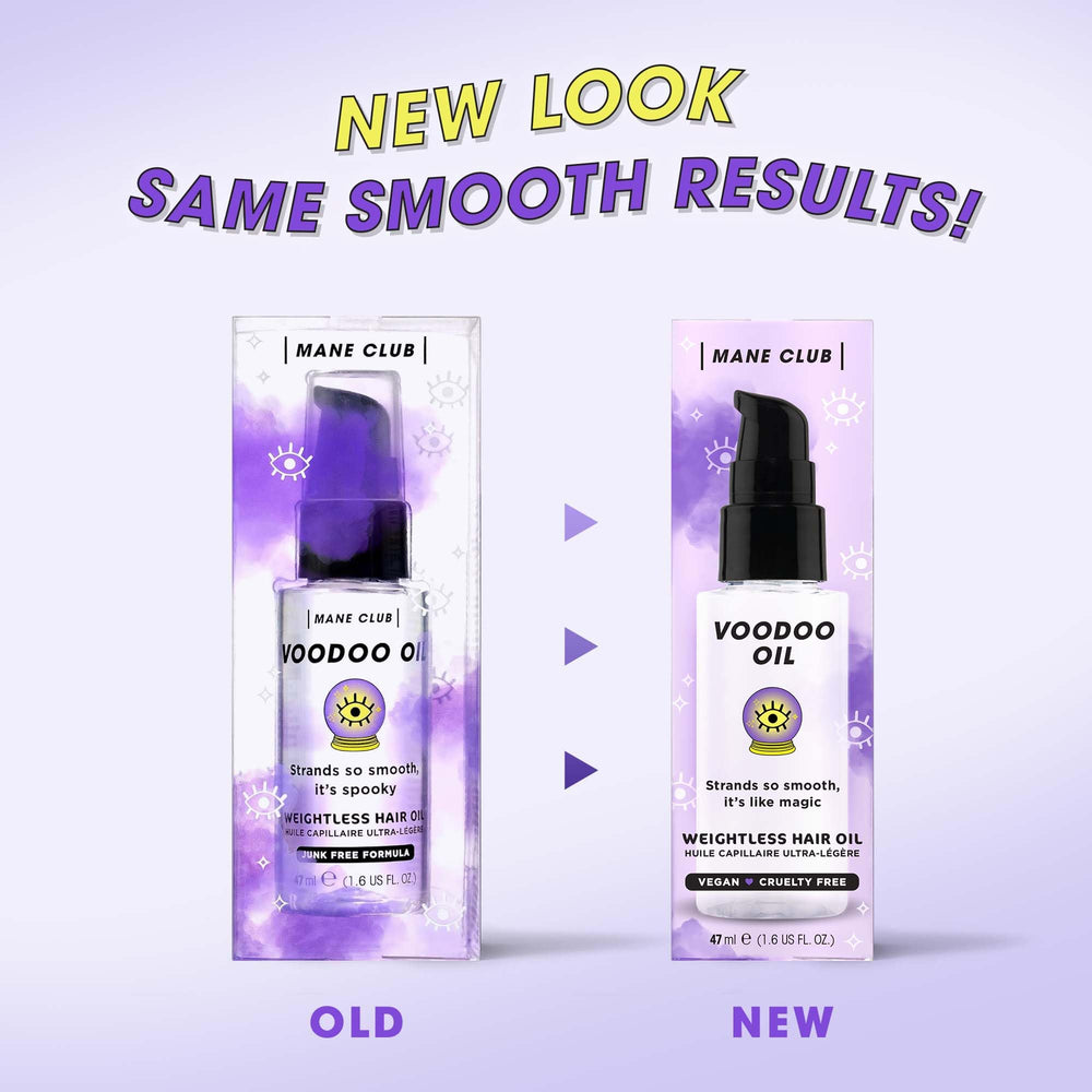 MANE CLUB Huile Voodoo — cheveux brillants et nourris après utilisation.