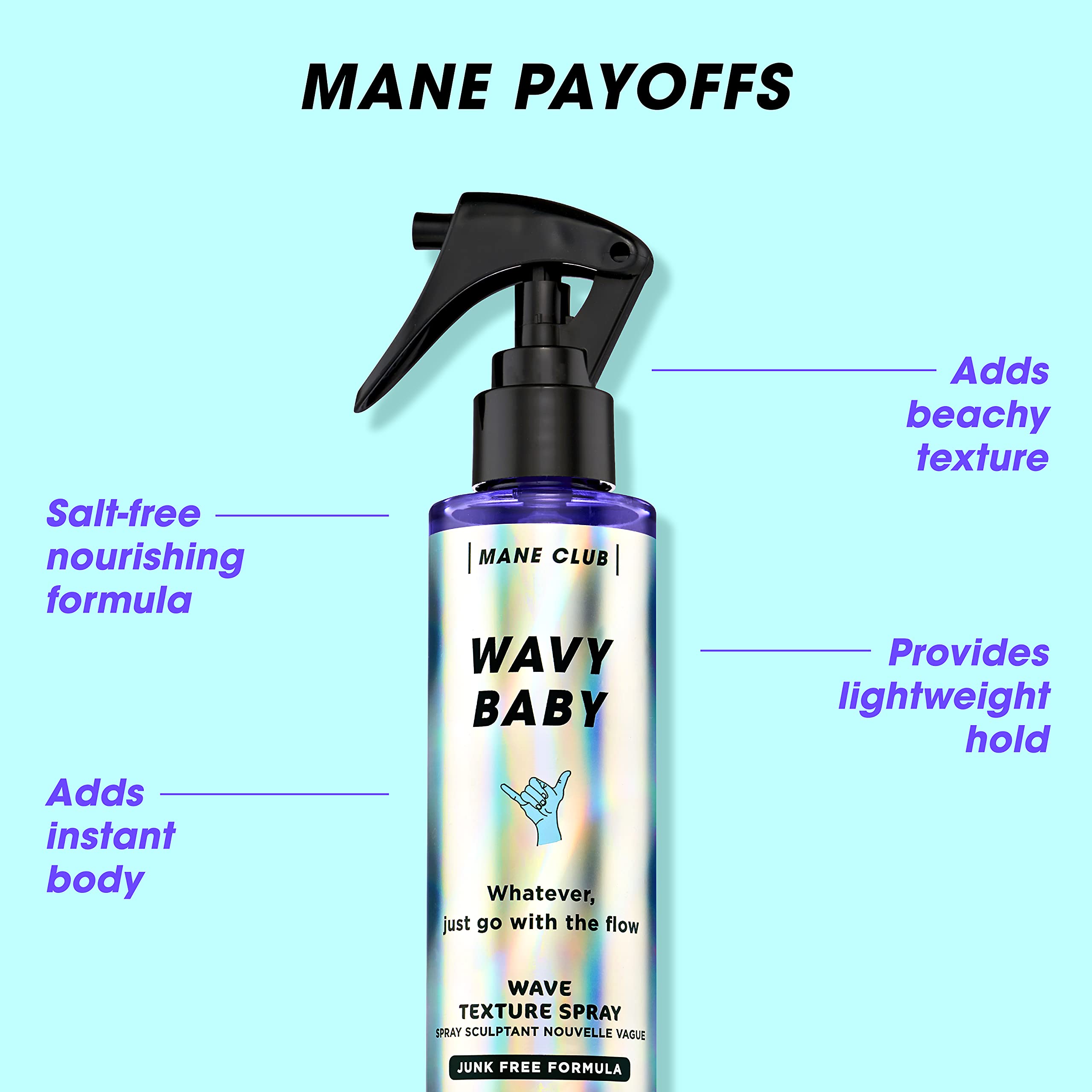 MANE CLUB Wavy Baby Wave Texture Spray : mouvement naturel et toucher sec sans effort.