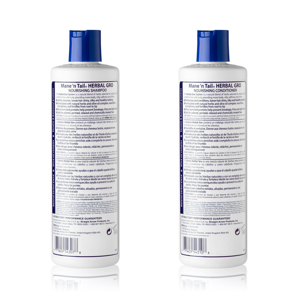 Après-shampoing Mane 'n Tail Herbal Gro, douceur et brillance après usage.