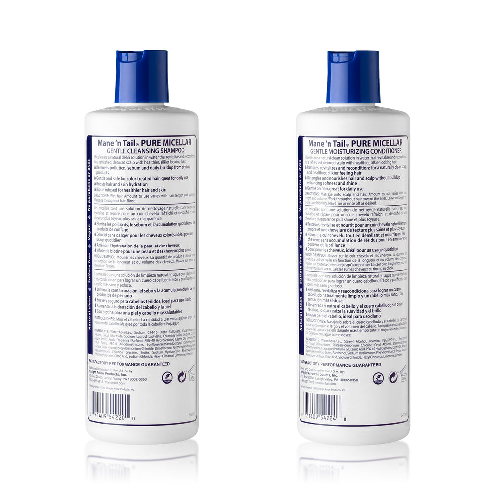 Mane n Tail après-shampooing micellaire en bouteille démêle facilement cheveux lisses