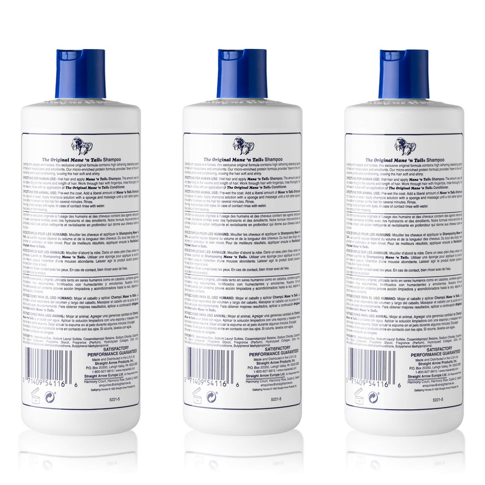 Mane-n-tail-original-pack-triple-shampoing, emballage pratique pour routine capillaire.