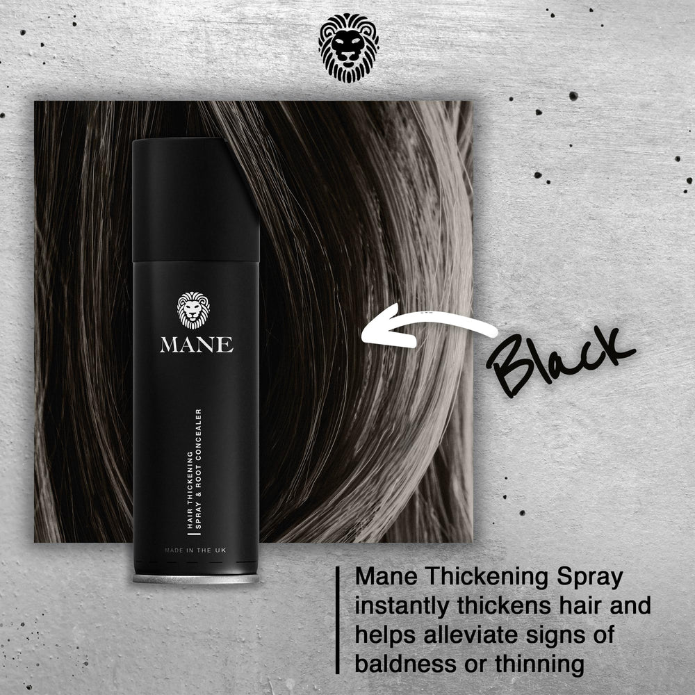 MANE Spray Épaississant Cheveux — Camouflage des zones dégarnies avec une couleur naturelle.