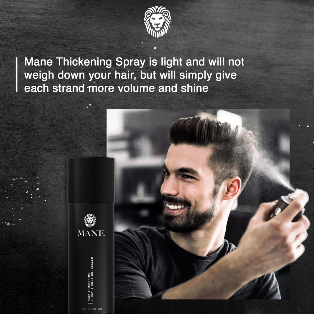 MANE Spray Épaississant Cheveux — Volume visible et teinte naturelle pour toutes les longueurs.