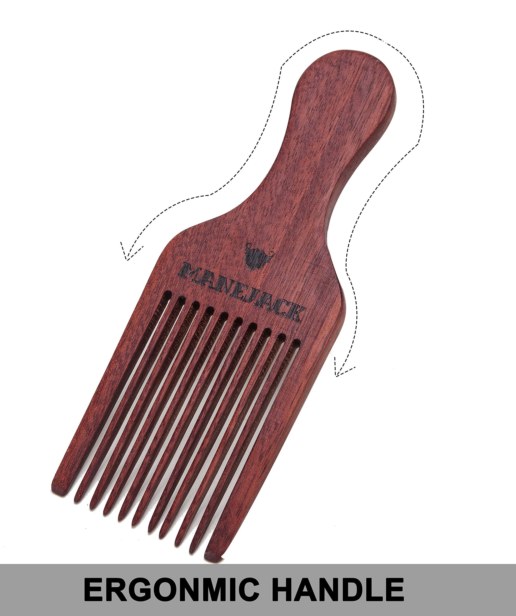 MANEJACK peigne-barbe-bois-bords-lisses, bords arrondis pour un grooming doux.