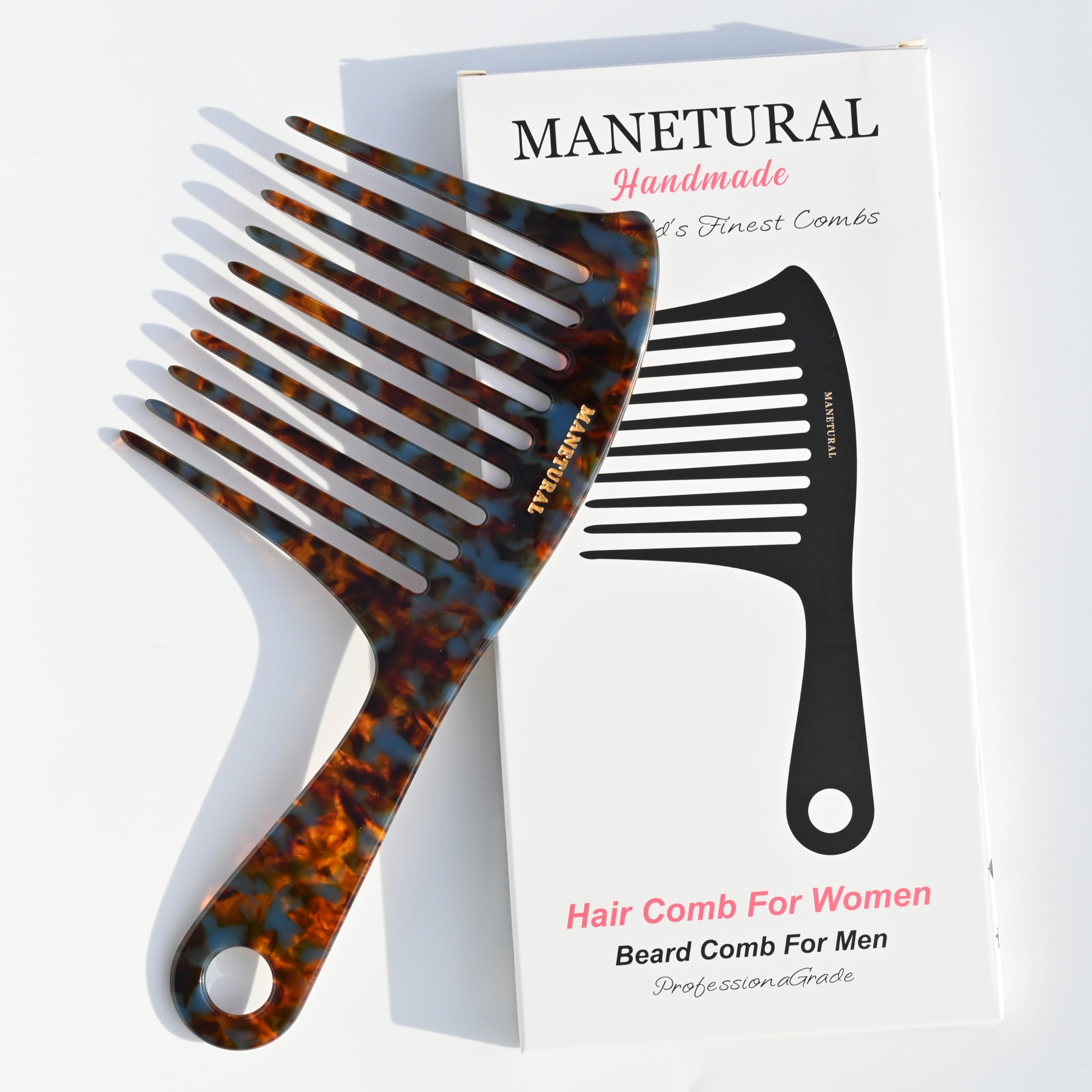 MANETURAL D1, peigne en acétate tortue au design luxueux et durable.