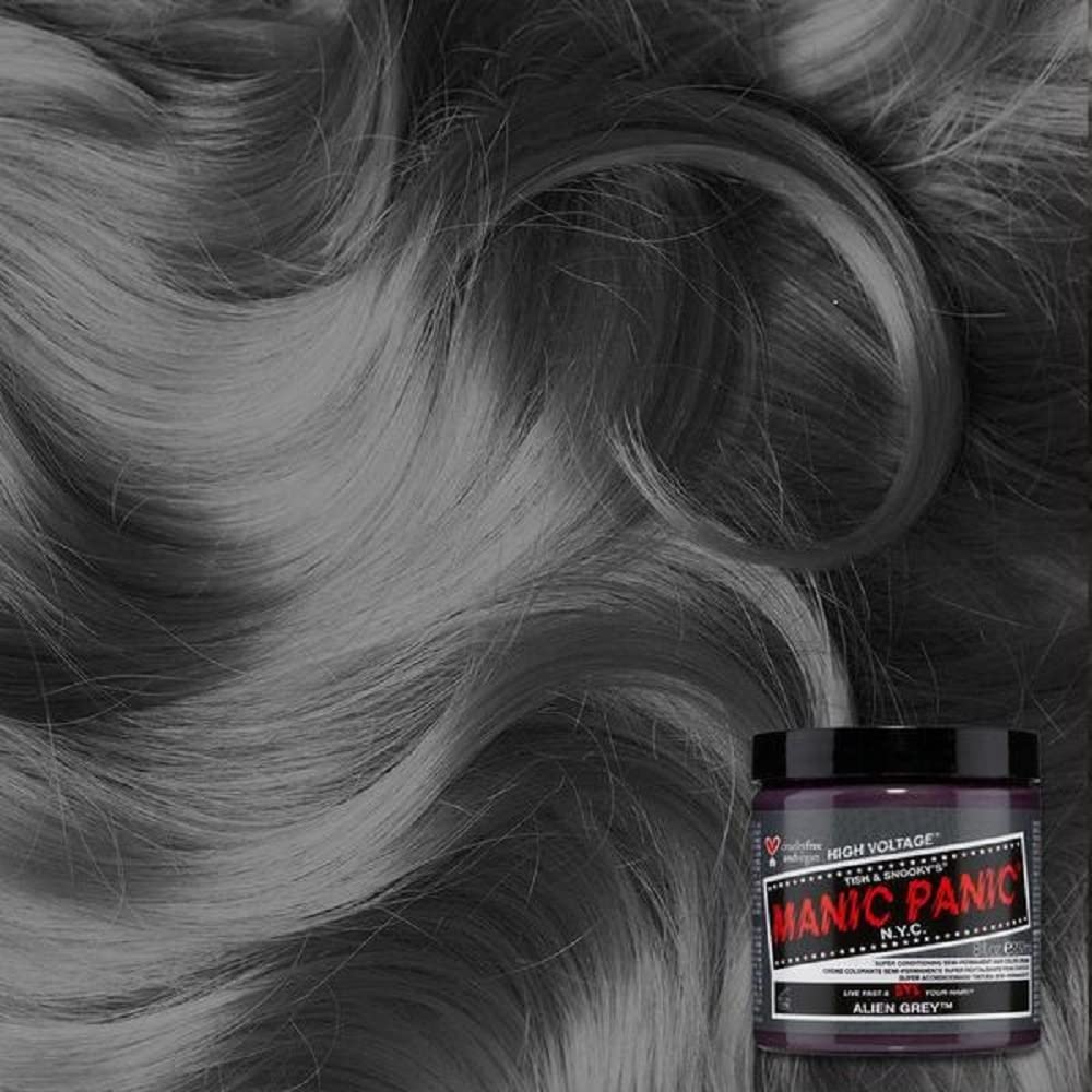 MANIC PANIC Alien Grey échantillons de teintes montrant les nuances possibles