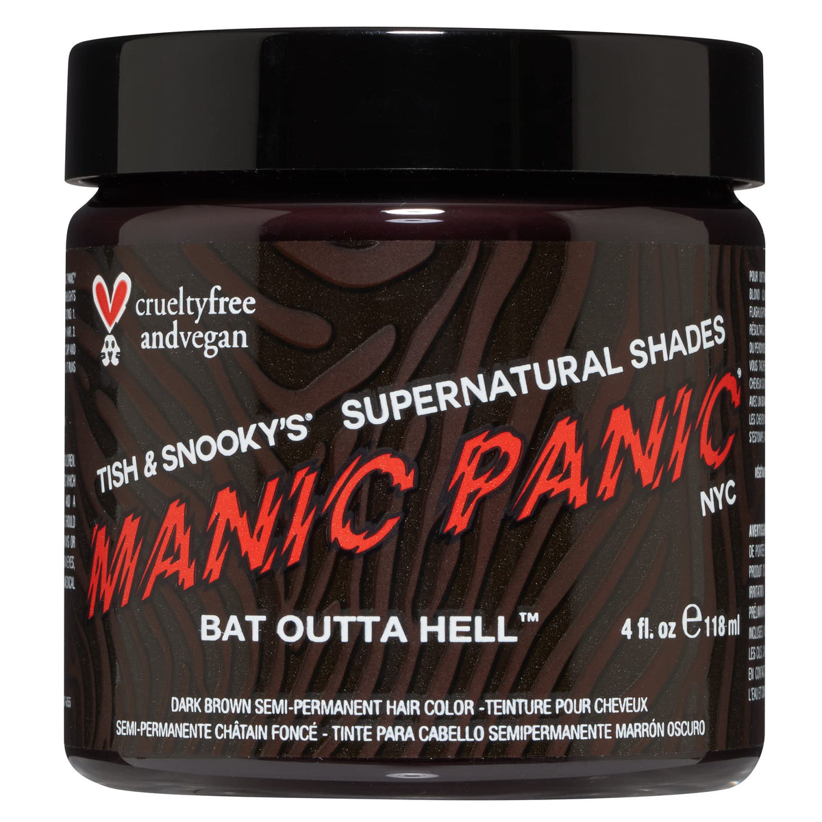 MANIC PANIC Bat Outta Hell dye en bouteille pour couleur espresso durable.