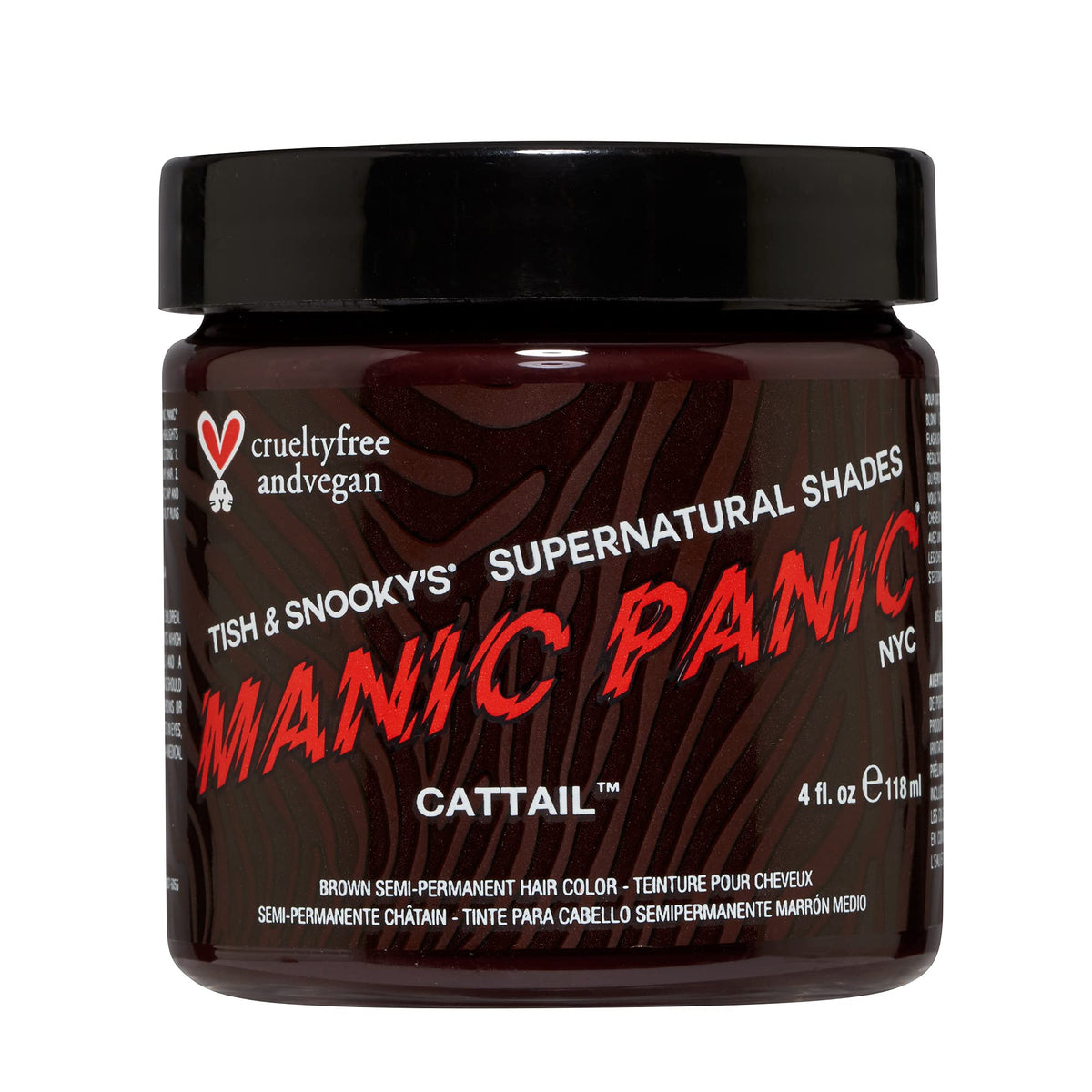 MANIC PANIC Cattail, bouteille teinte chocolat moyen, prêt à l'emploi et durable.
