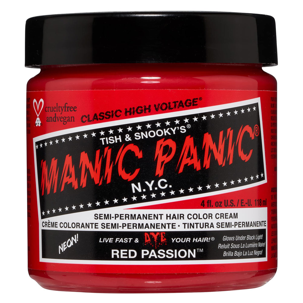 MANIC PANIC Classic Red Passion – Bouteille prête à appliquer, couleur durable et vive.