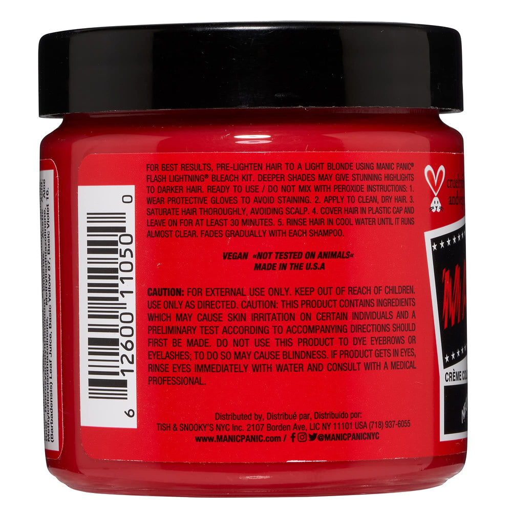 MANIC PANIC Classic Red Passion – Pot 4 oz, rouge vif pour bricolage.
