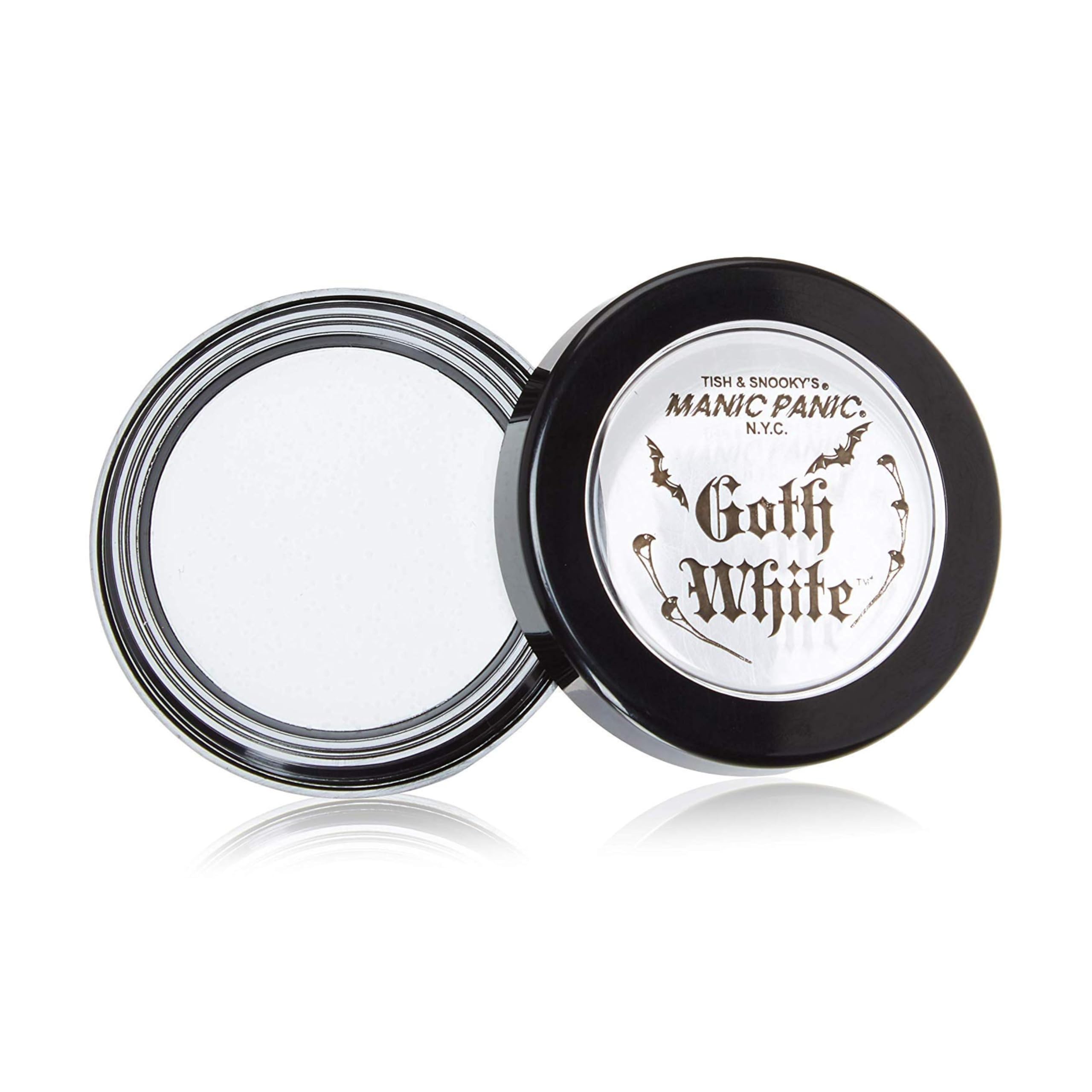 MANIC PANIC Gothique Blanc Creme-Poudre : flacon démontrant base blanche parfaite pour look gothique